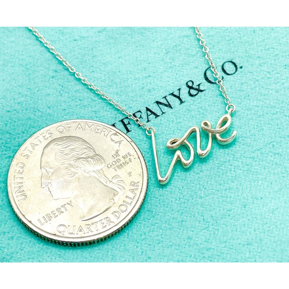 Tiffany & Co Paloma Picasso Graffiti Love Pendant Necklace Sterling Silver 16" - Picture 3 of 10